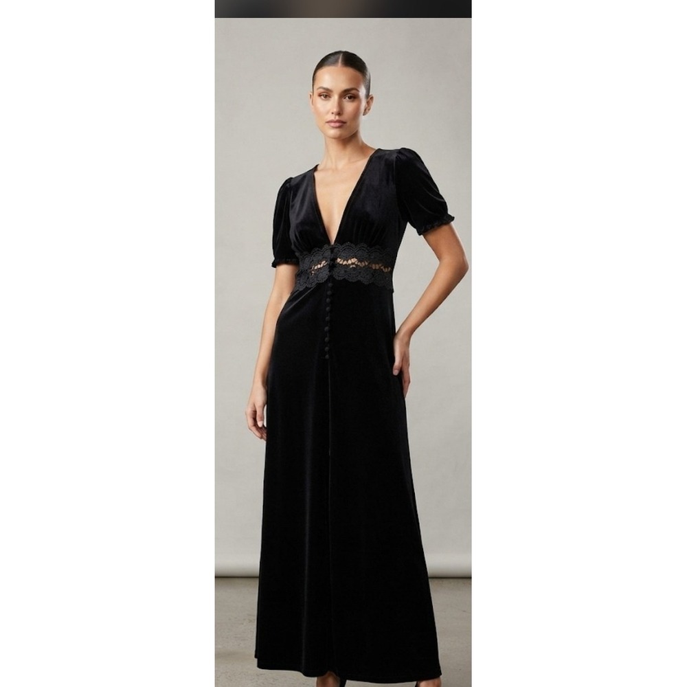 Women Y2K Crushed Velvet Whimsigoth Gothic Boho Dark Romantic Detailed Waist M